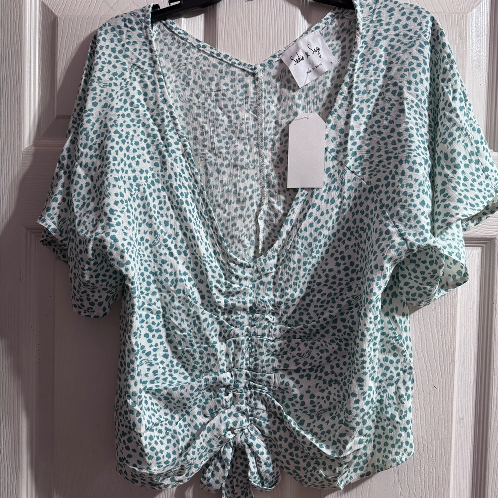 Sadie & Sage Mint Patterned Blouse